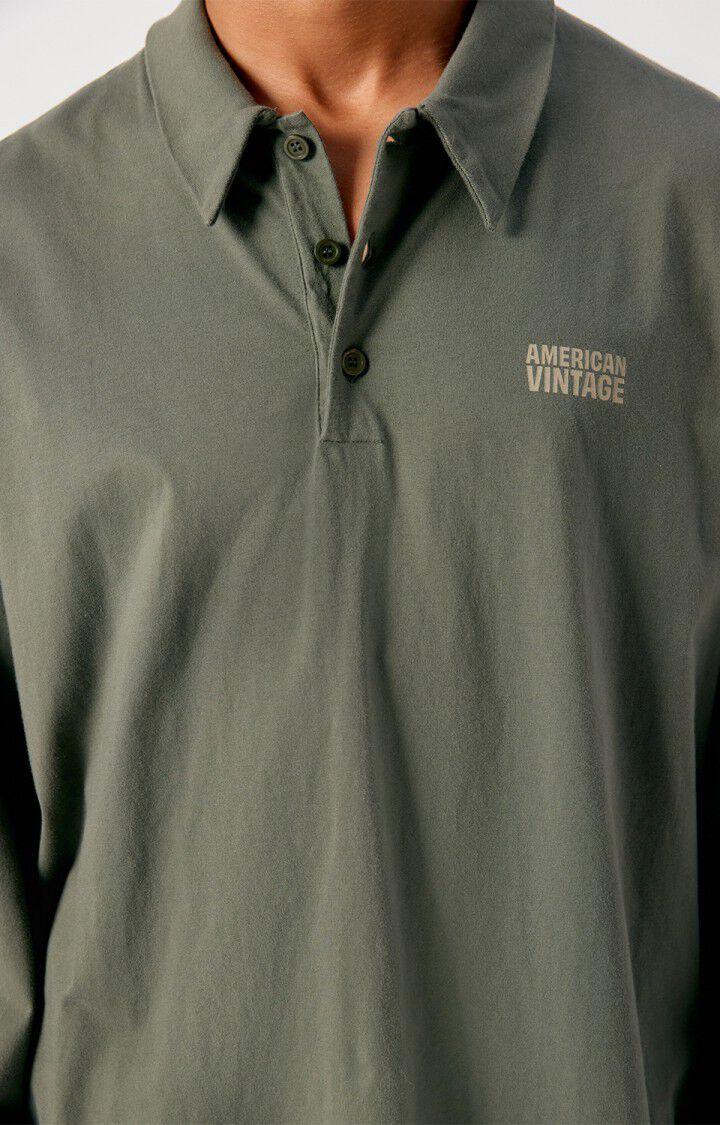 American Vintage Pin Gixy Oversize Langarm Poloshirt Herren grün